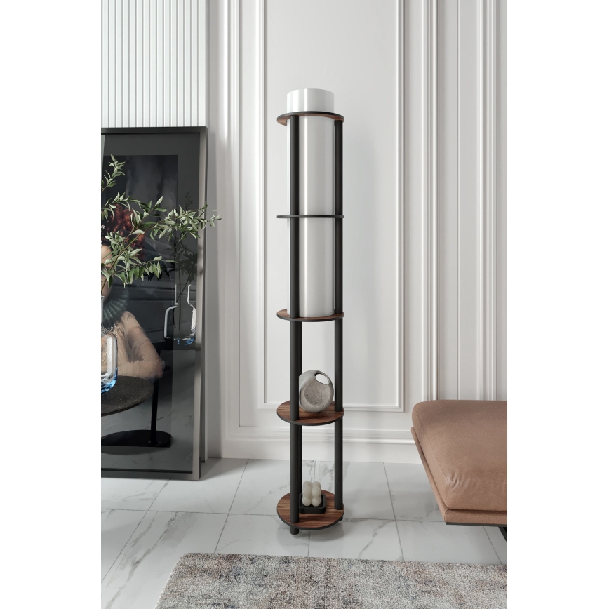 Stojacia lampa s poličkami NOTO 1xE27/40W/230V hnedá/čierna
