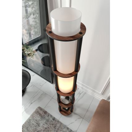 Stojacia lampa s poličkami NOTO 1xE27/40W/230V hnedá/čierna