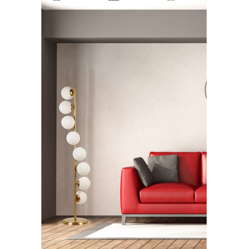 Stojacia lampa SIMAY 8xE27/40W/230V zlatá/biela