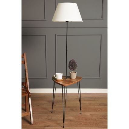 Stojacia lampa so stolíkom 1xE27/40W/230V čierna/hnedá