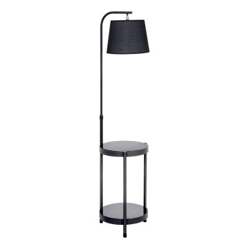 Stojacia lampa so stolíkom 1xE27/60W/230V USB čierna