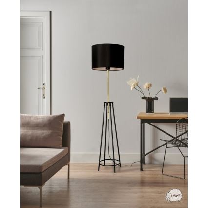 Stojacia lampa TEGOLA 1xE27/60W/230V čierna/zlatá
