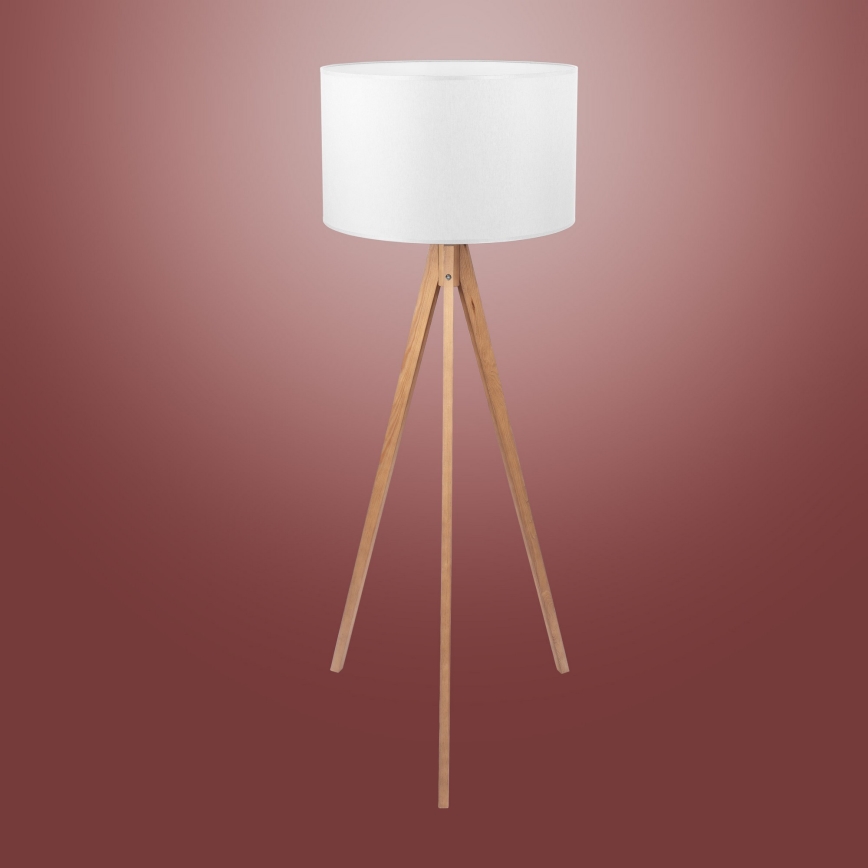 Stojacia lampa TREVISO 1xE27/25W/230V biela/drevo