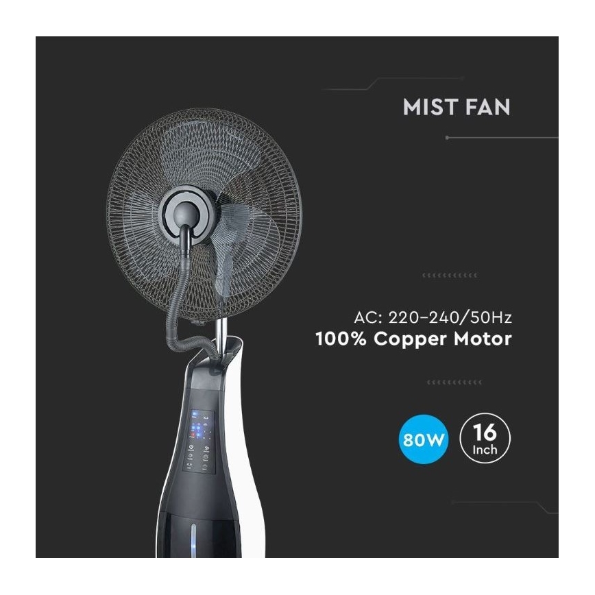 Stojanový ventilátor s rozprašovačom vody 80W/230V čierna+ DO