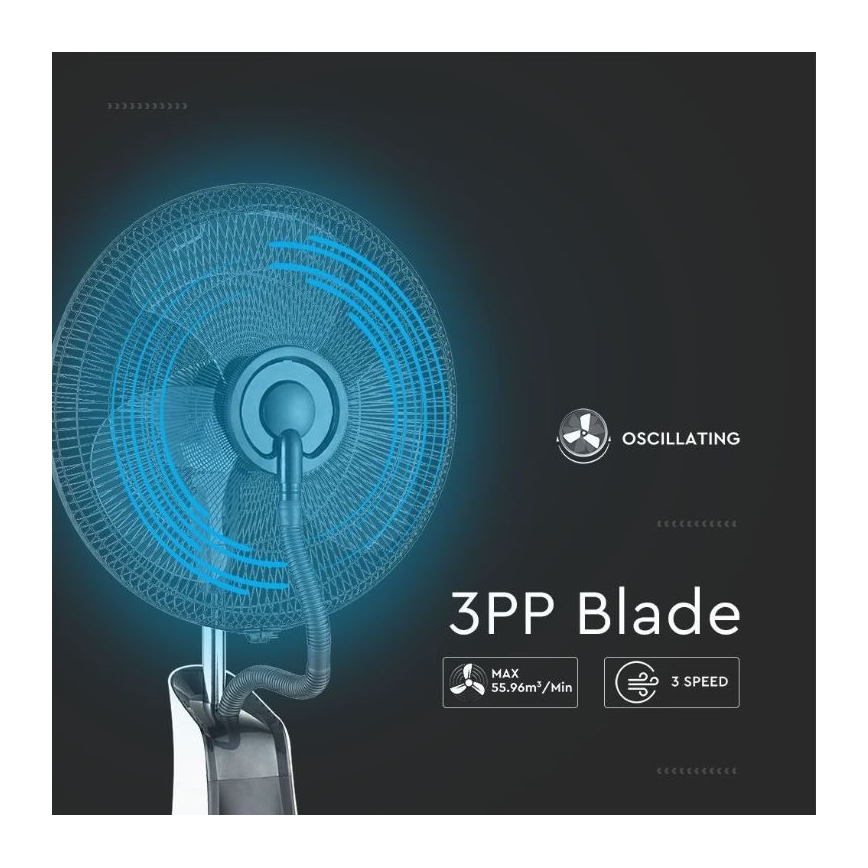 Stojanový ventilátor s rozprašovačom vody 80W/230V čierna+ DO