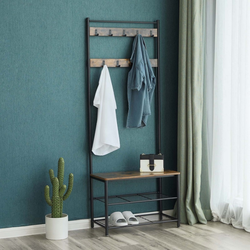 Stojanový vešiak NAVOR hnedý/čierny