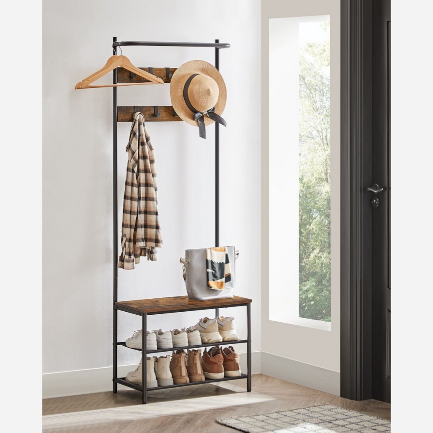 Stojanový vešiak NAVOR hnedý/čierny