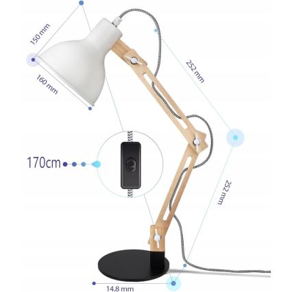 Stolná lampa 1xE27/40W/230V biela/čierna
