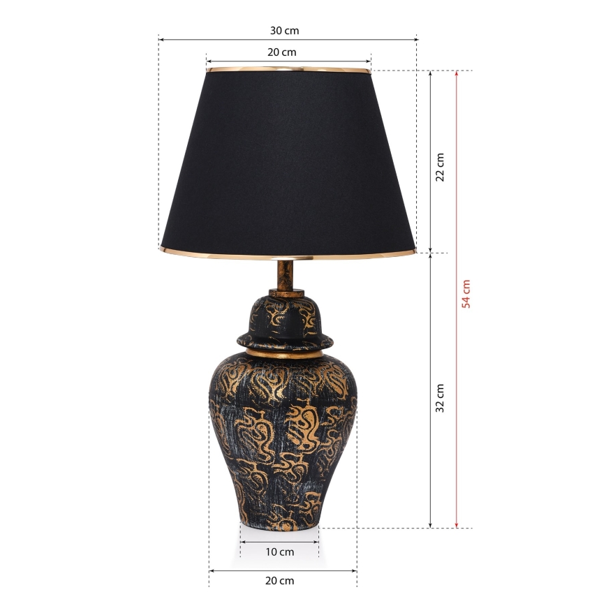 Stolná lampa 1xE27/40W/230V čierna