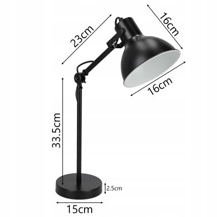 Stolná lampa 1xE27/40W/230V čierna