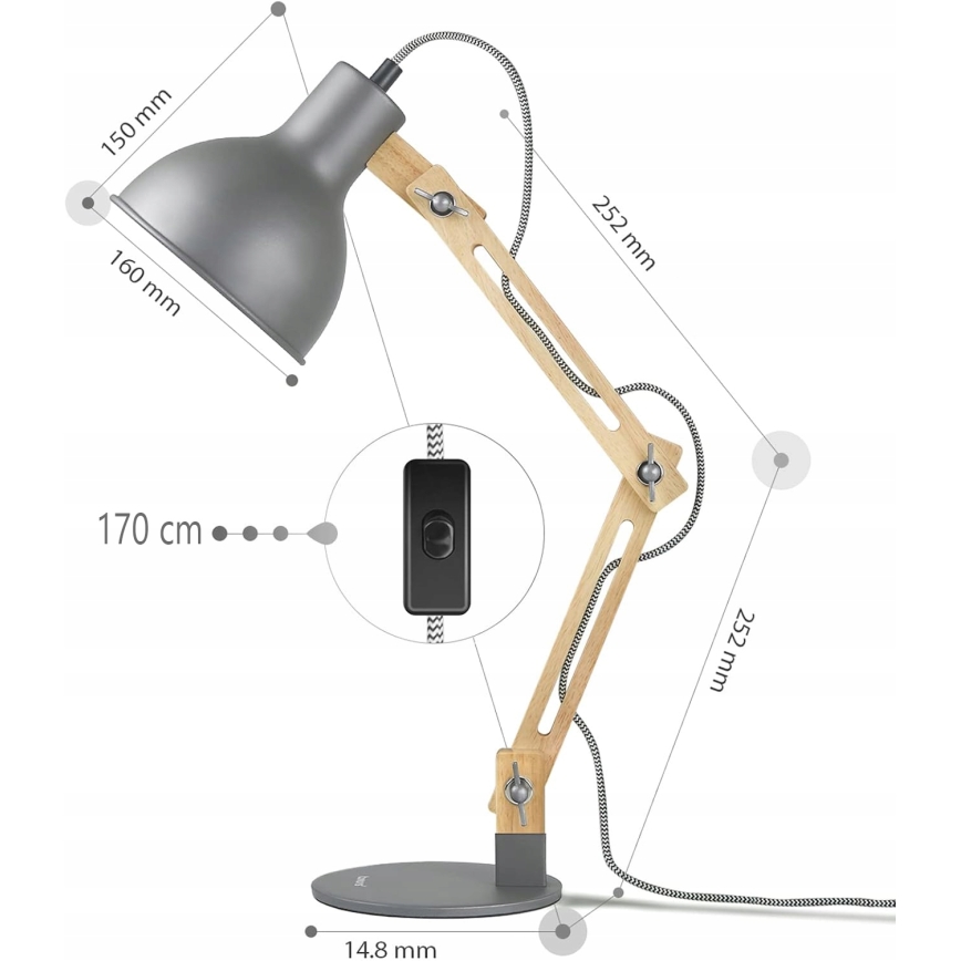 Stolná lampa 1xE27/40W/230V sivá