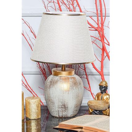 Stolná lampa 1xE27/40W/230V zlatá/béžová