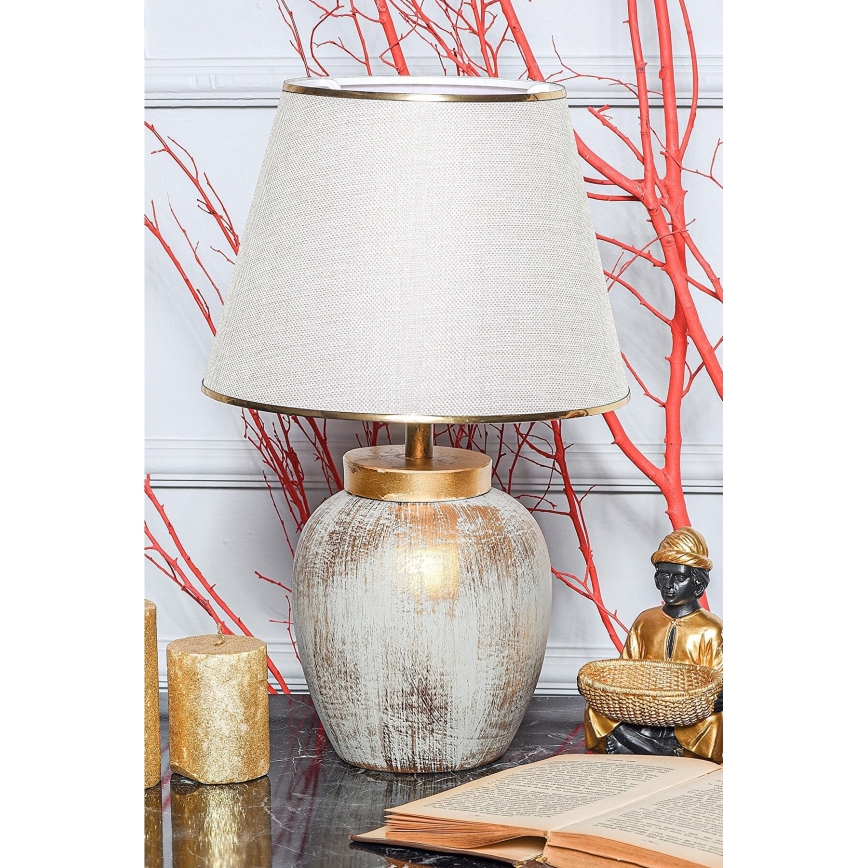 Stolná lampa 1xE27/40W/230V zlatá/béžová