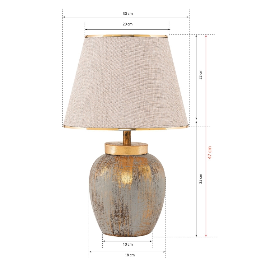 Stolná lampa 1xE27/40W/230V zlatá/béžová