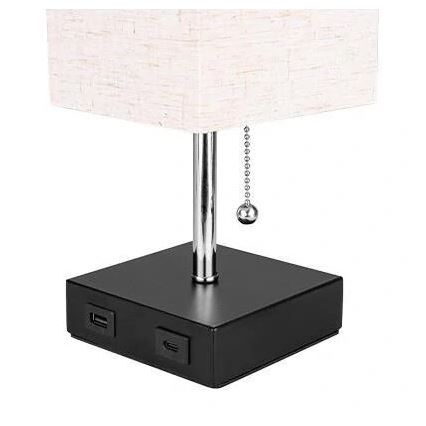 Stolná lampa 1xE27/60W/230V s USB nabíjačkou