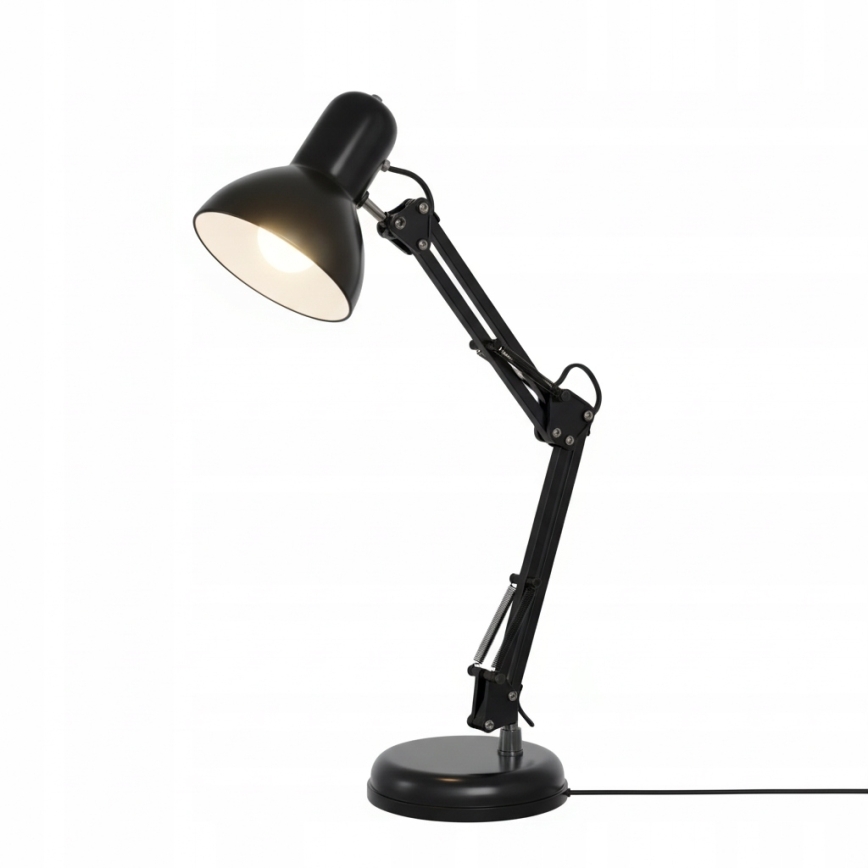 Stolná lampa 2 v 1 so svorkou, 1×E27/60W/230V, čierna