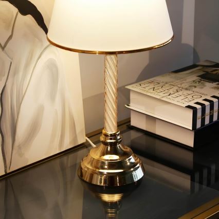 Stolná lampa AYD 1xE27/40W/230V biela/zlatá