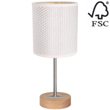 Stolná lampa BENITA 1xE27/60W/230V 30 cm krémová/dub – FSC certifikované