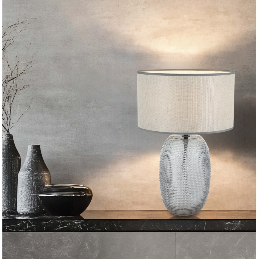 Stolná lampa JENIFER 1xE27/40W/230V sivá/dymová