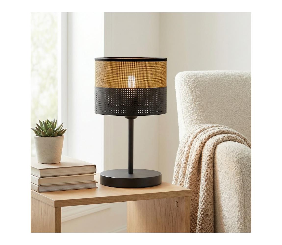 EMIBIG Stolná lampa KARBON 1xE27/15W/230V čierna/hnedá 1653/LN1
