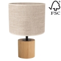 Stolná lampa KRETA 1xE27/25W/230V dub/béžová – FSC certifikované