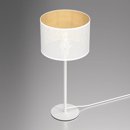Stolná lampa LOFT SHADE 1xE27/60W/230V pr. 25 cm biela/zlatá