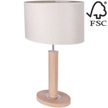 Stolná lampa MERCEDES 1xE27/40W/230V 46 cm krémová/dub – FSC certifikované