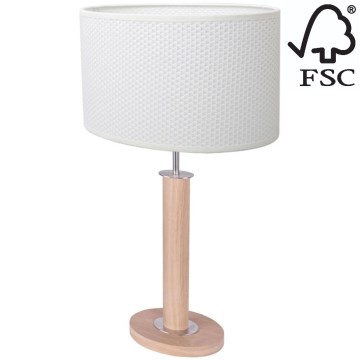 Stolná lampa MERCEDES 1xE27/40W/230V 60 cm biela/dub – FSC certifikované