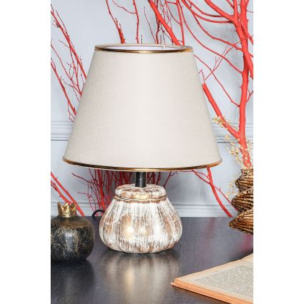 Stolná lampa RAMZES 1xE27/40W/230V krémová/zlatá