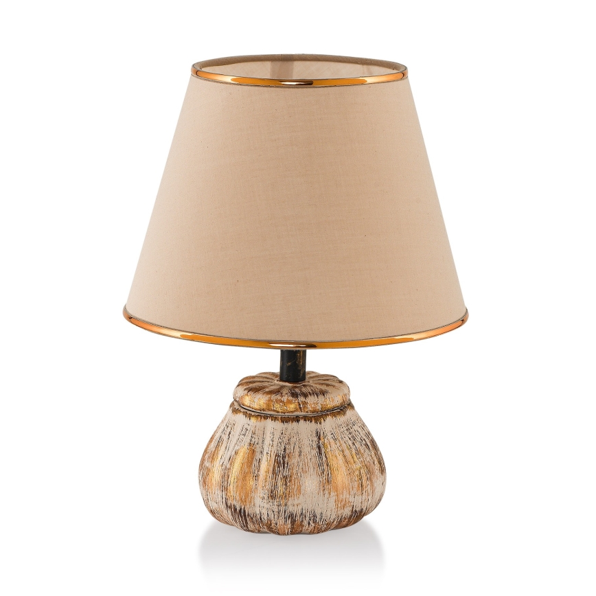 Stolná lampa RAMZES 1xE27/40W/230V krémová/zlatá