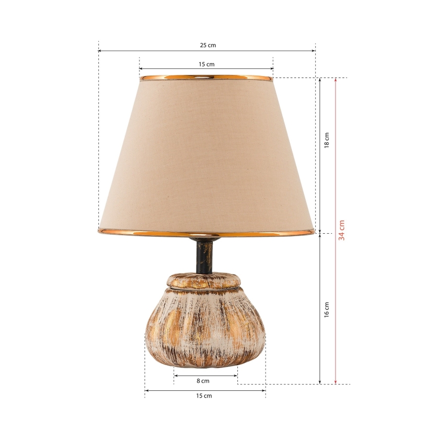 Stolná lampa RAMZES 1xE27/40W/230V krémová/zlatá