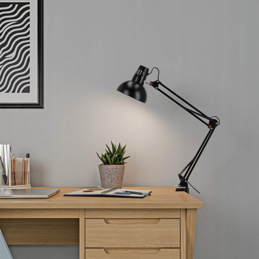 Stolná lampa s klipom 1xE27/60W/230V čierna