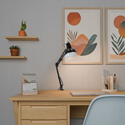 Stolná lampa s klipom 1xE27/60W/230V čierna