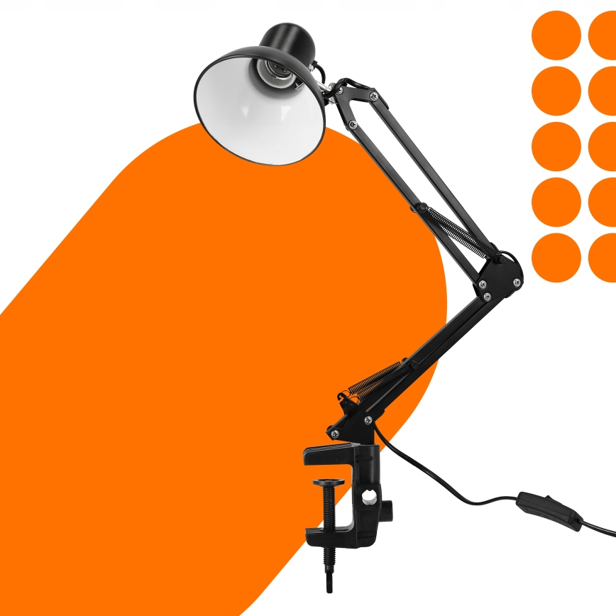 Stolná lampa s klipom 1xE27/60W/230V čierna