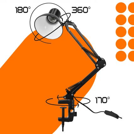 Stolná lampa s klipom 1xE27/60W/230V čierna
