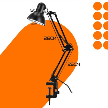 Stolná lampa s klipom 1xE27/60W/230V čierna
