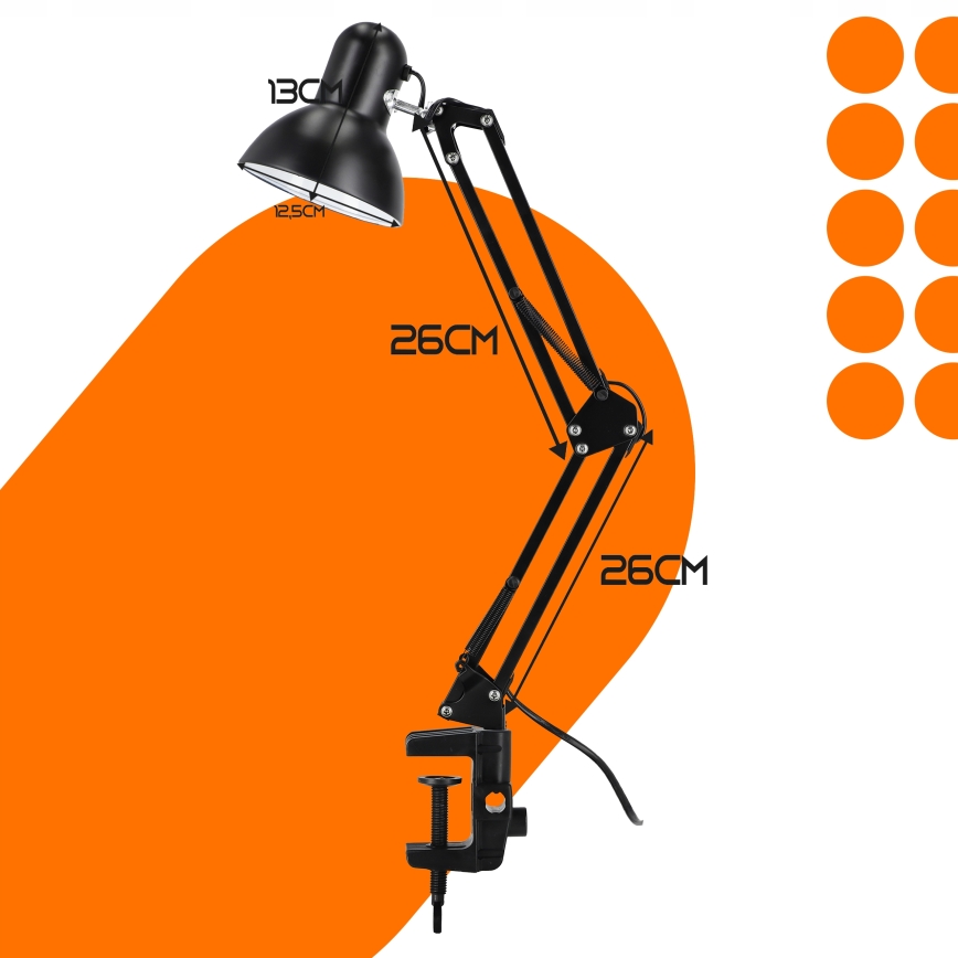 Stolná lampa s klipom 1xE27/60W/230V čierna