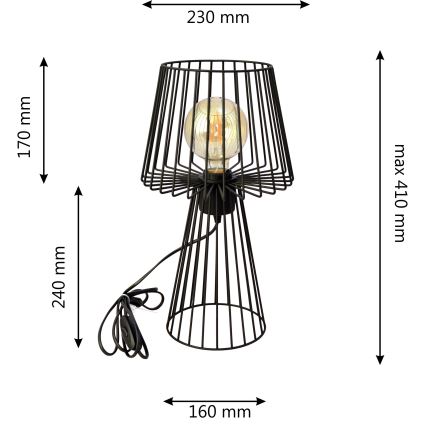 Stolná lampa TORRI 1xE27/15W/230V čierna