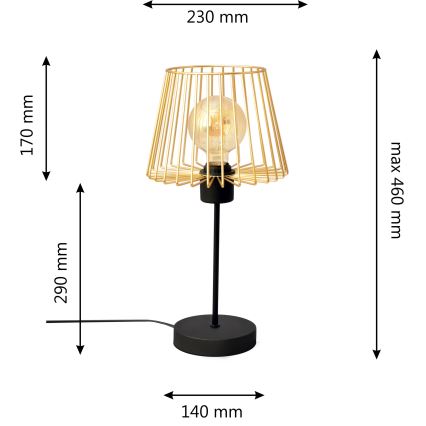 Stolná lampa TORRI 1xE27/15W/230V zlatá/čierna