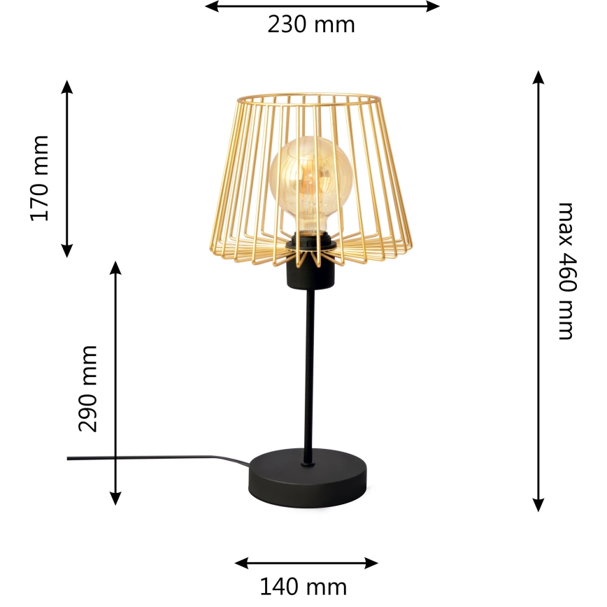 Stolná lampa TORRI 1xE27/15W/230V zlatá/čierna