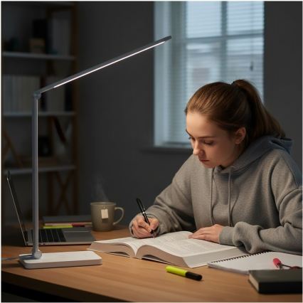 LED Stmievateľná stolová lampa s bezdrôtovým nabíjaním QI NOBLITE Q LED/7W/230V 3000/4000/6500K biela