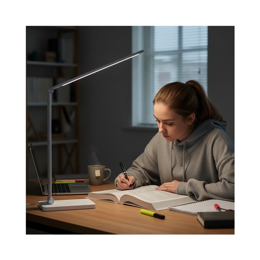 LED Stmievateľná stolová lampa s bezdrôtovým nabíjaním QI NOBLITE Q LED/7W/230V 3000/4000/6500K biela
