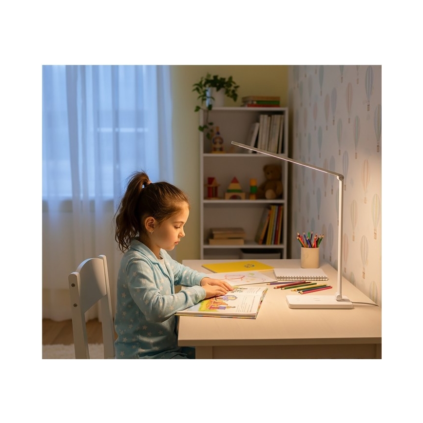 LED Stmievateľná stolová lampa s bezdrôtovým nabíjaním QI NOBLITE Q LED/7W/230V 3000/4000/6500K biela