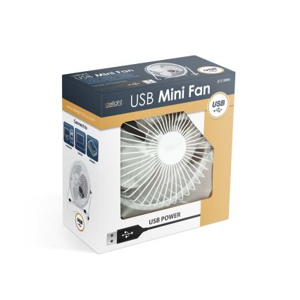Stolový ventilátor 1,75 W / 5 V USB, Ø 18 cm, biely