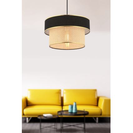 Stropná lampa na lánku ERO 1xE27/60W/230V čierna/bežová