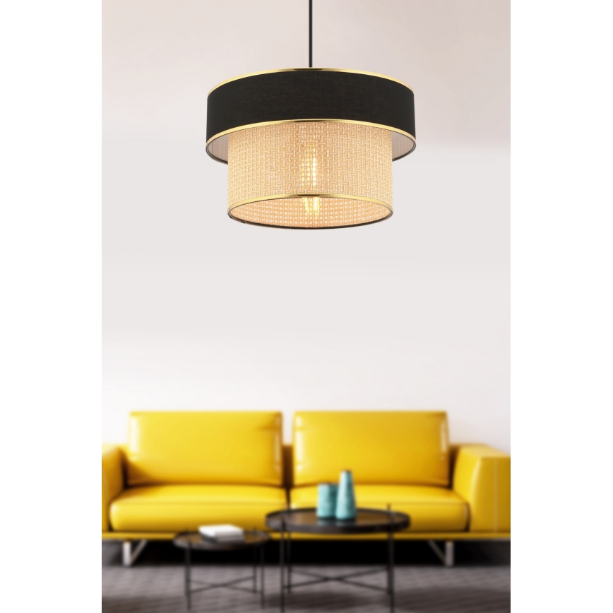 Stropná lampa na lánku ERO 1xE27/60W/230V čierna/bežová