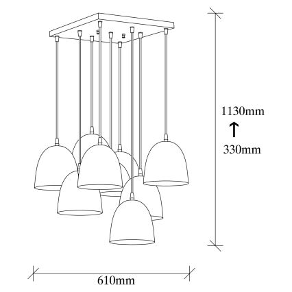 Stropná lampa TATTOO 9xE27/40W/230V čierna