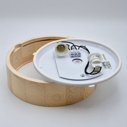 Kúpeľňové stropné svietidlo NATURAL 2xE27/15W/230V IP54 borovica ? 27 cm