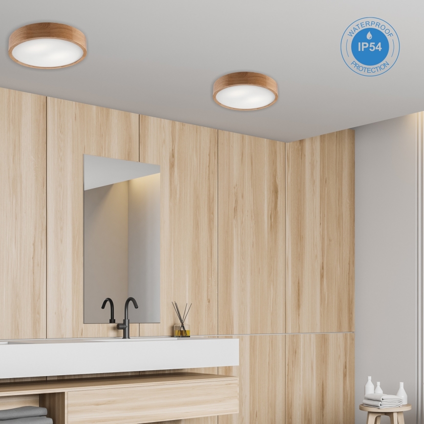 Stropné kúpeľňové svietidlo OAK 3xE27/15W/230V dub ø 37 cm IP54