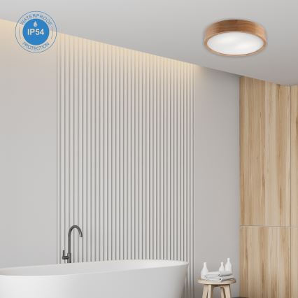 Stropné kúpeľňové svietidlo OAK 3xE27/15W/230V dub ø 37 cm IP54